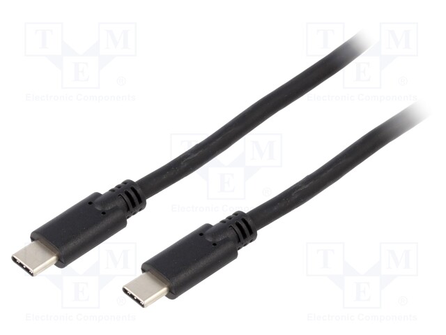 Cable; USB 3.2; both sides,USB C plug; 0.5m; black; 5Gbps; 60W