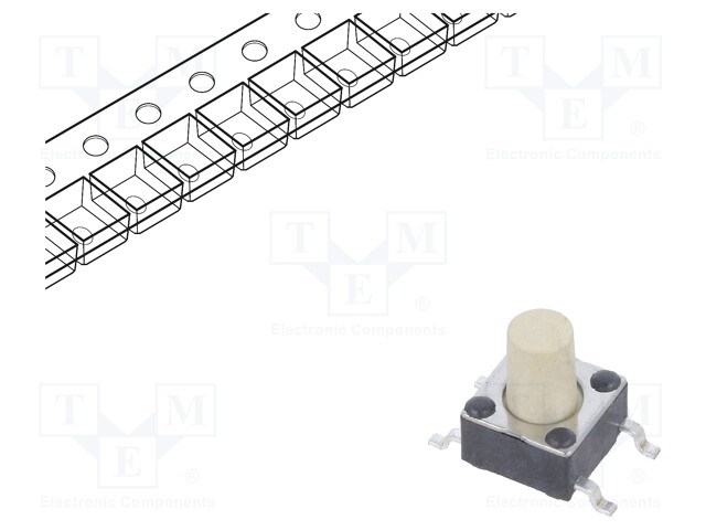 Microswitch TACT; SPST-NO; Pos: 2; 0.05A/12VDC; SMT; none; 2.6N