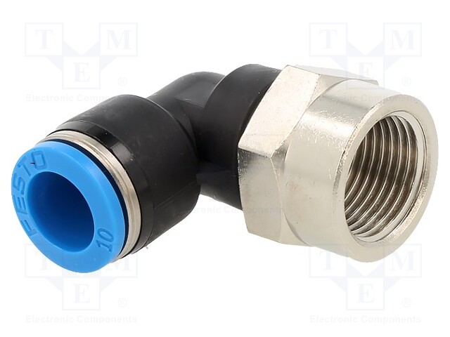 Push-in fitting; angled 90°; Input thread: G 3/8" internal; 10mm