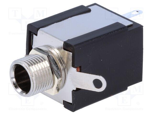 Socket; Jack 6,3mm; stereo; straight; for panel mounting; 10mm