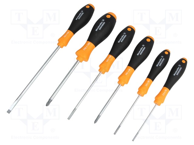 Screwdrivers; Pcs: 6; Bit: Phillips,slot