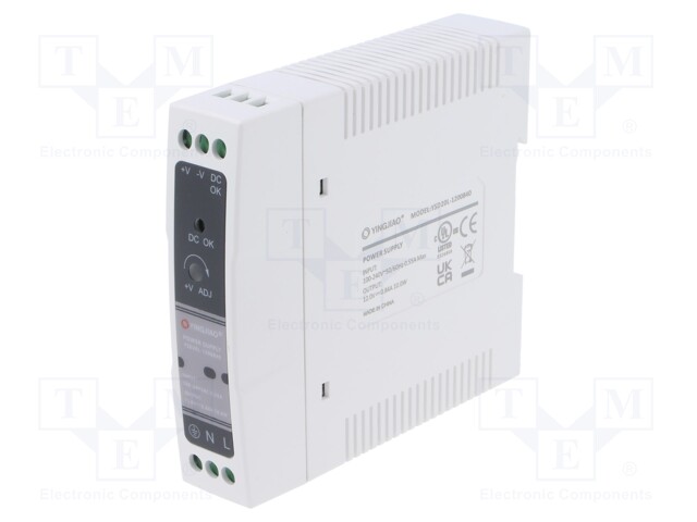 Power supply: switched-mode; for DIN rail; 10W; 12VDC; 840mA; 81%