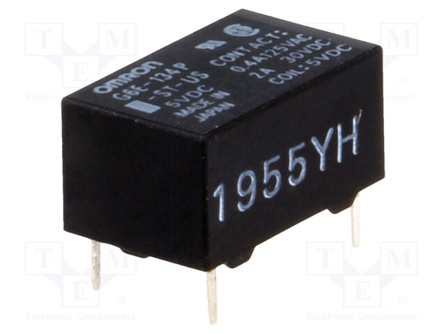 Relay: electromagnetic; SPDT; Ucoil: 5VDC; 0.4A/125VAC; 2A/30VDC