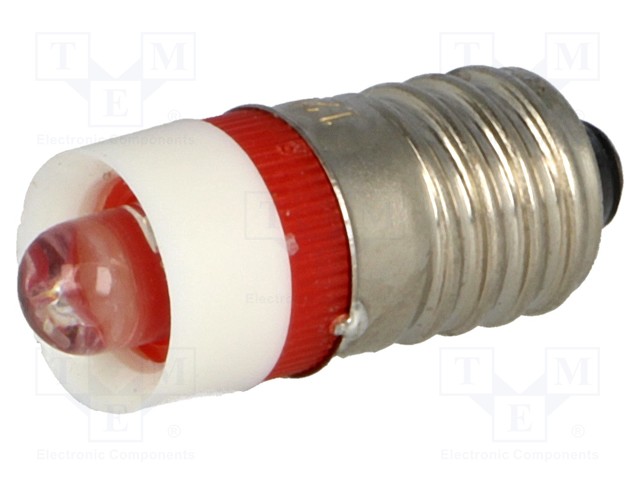 LED lamp; red; E10; 12VDC; 12VAC