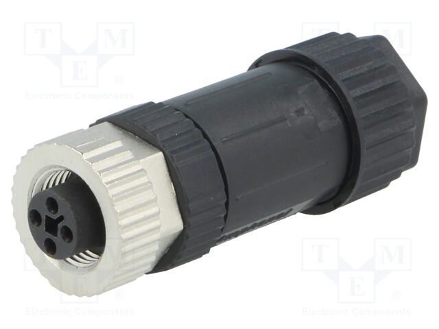 Plug; M12; PIN: 4; female; T code-Power; for cable; screw terminal