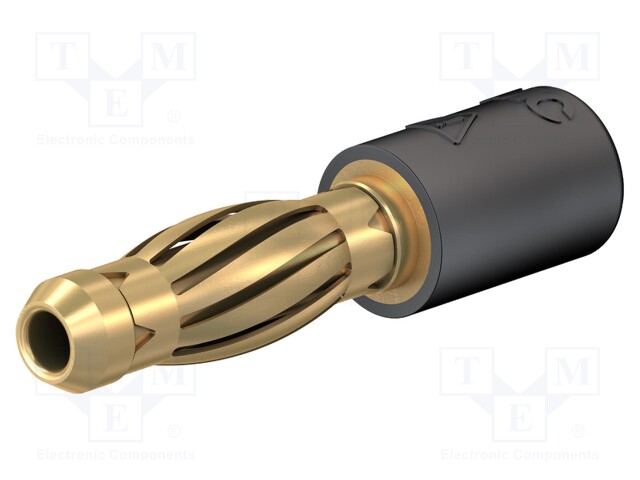 Adapter; 4mm banana; 25A; 30VAC; 60VDC; black; gold-plated; 24.5mm