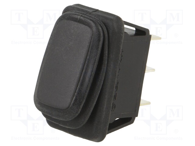 ROCKER; SP3T; Pos: 3; ON-OFF-ON; 10A/28VDC; black; IP65; none; RE