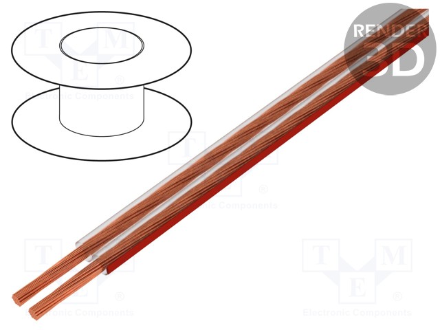 Wire: loudspeaker cable; 2x0,75mm2; stranded; Cu; transparent; PVC