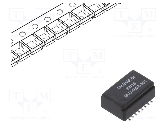 Transformer: Ethernet; SMD; -40÷85°C; 500uH; Trans: 1: 1; Channels: 4