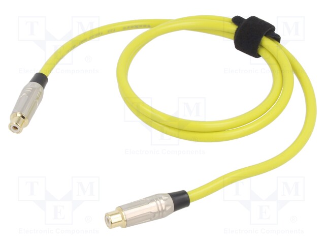 Cable; RCA socket,both sides; 1m; Plating: gold-plated; yellow