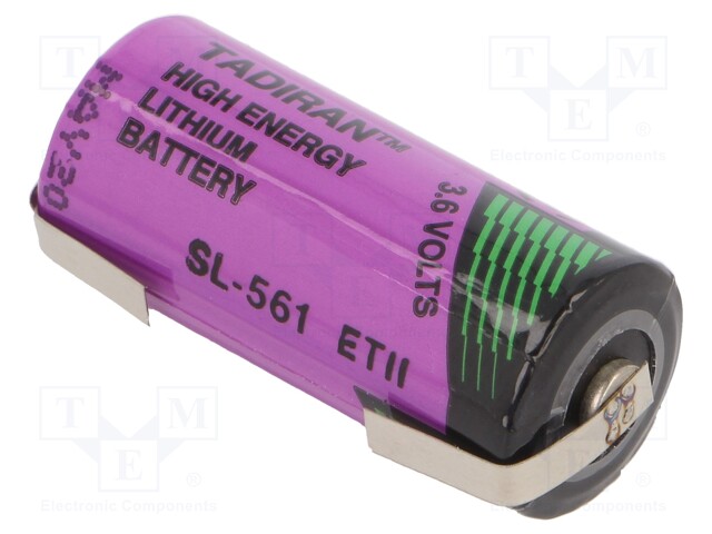 Battery: lithium (LTC); 3.6V; 2/3AA,2/3R6; soldering lugs
