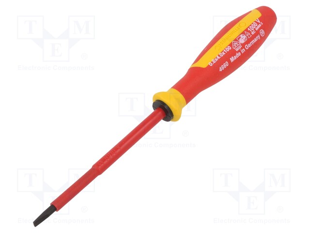 Screwdriver; insulated; slot; 4,0x0,8mm; Blade length: 100mm