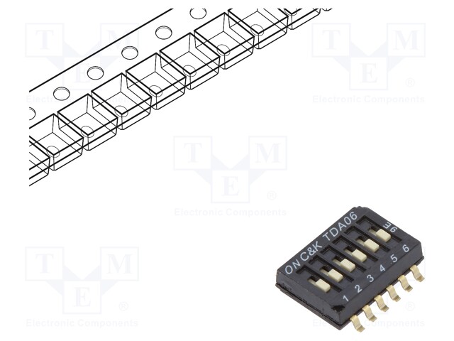 Switch: DIP-SWITCH; Poles number: 6; OFF-ON; 0.025A/24VDC; Pos: 2