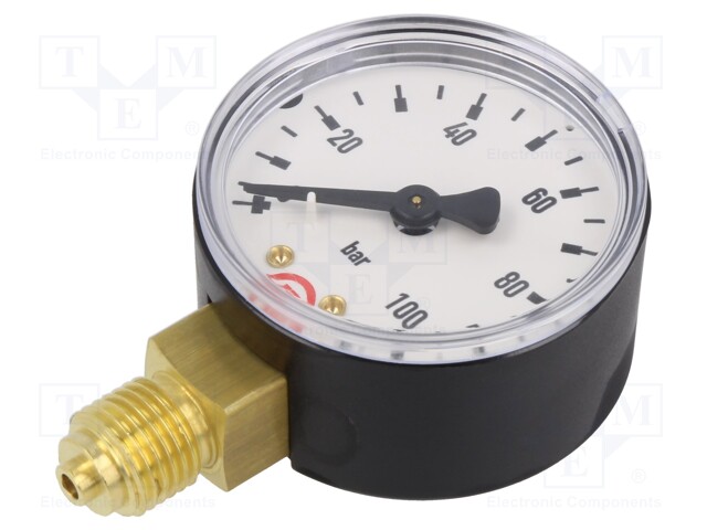 Manometer; 0÷100bar; 50mm; non-aggressive liquids,inert gases