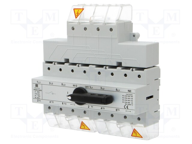 Switch: mains-generator; Stabl.pos: 3; 160A; I-0-II; Mounting: DIN