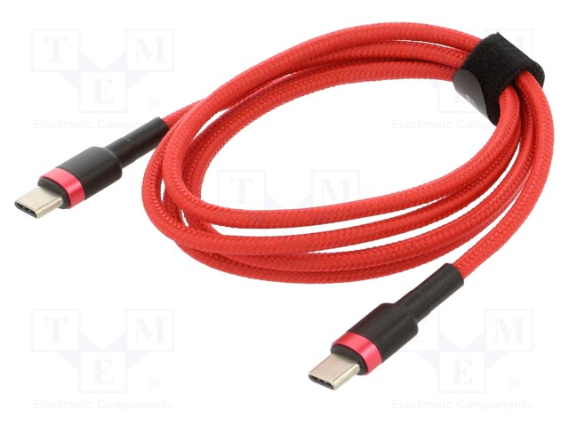 Cable; USB A plug double sided,USB C plug; 1m; red; 60W