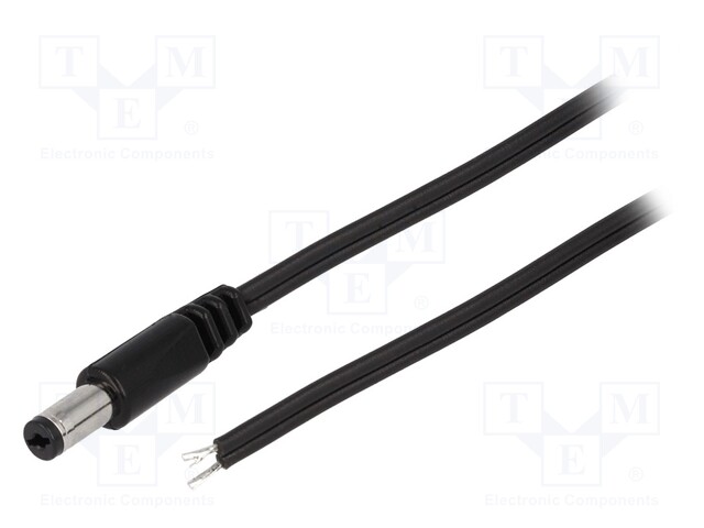 Cable; wires,DC 5,5/1,7 plug; straight; 0.5mm2; black; 1.5m