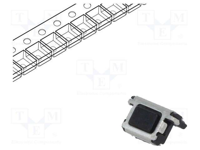 Microswitch TACT; SPST; Pos: 2; 0.015A/15VDC; SMT; none; 3N; 0.95mm