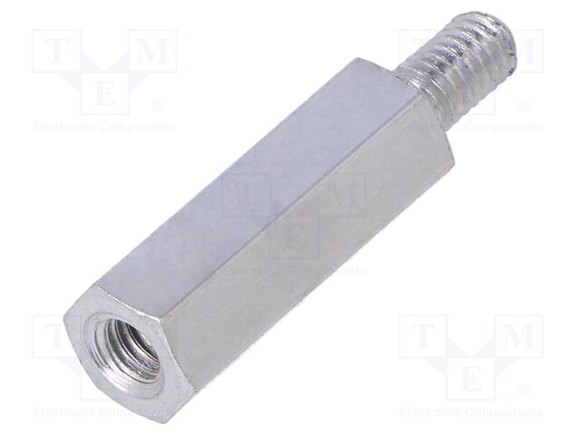 Screwed spacer sleeve; Int.thread: M4; 20mm; Ext.thread: M4; steel