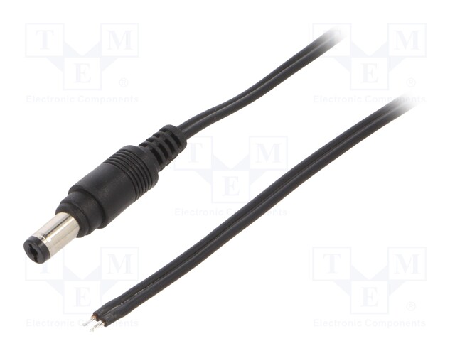 Cable; wires,DC 5,5/2,1 plug; straight; 0.5mm2; black; 1.5m