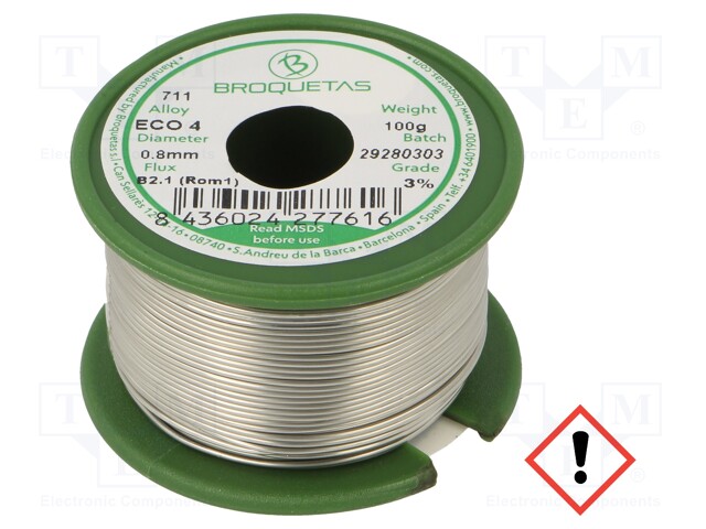 Soldering wire; Sn96,5Ag3Cu0,5; 0.8mm; 0.1kg; lead free