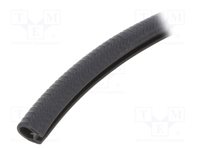 Hole and edge shield; PVC; L: 10m; black; H: 14.5mm; W: 10mm