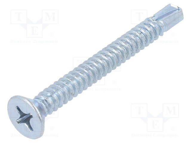 Screw; for metal; 6,3x60; Head: countersunk; Phillips; zinc