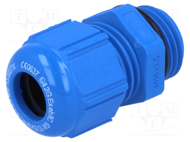 Cable gland; M16; IP68; Mat: polyamide; blue; Conform to: ATEX Ex