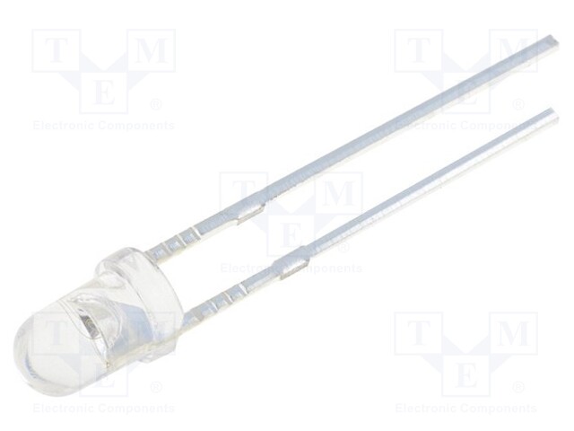 LED; 3mm; bipolar; blue; 2180÷3000mcd; 30°; Front: convex; LED AC