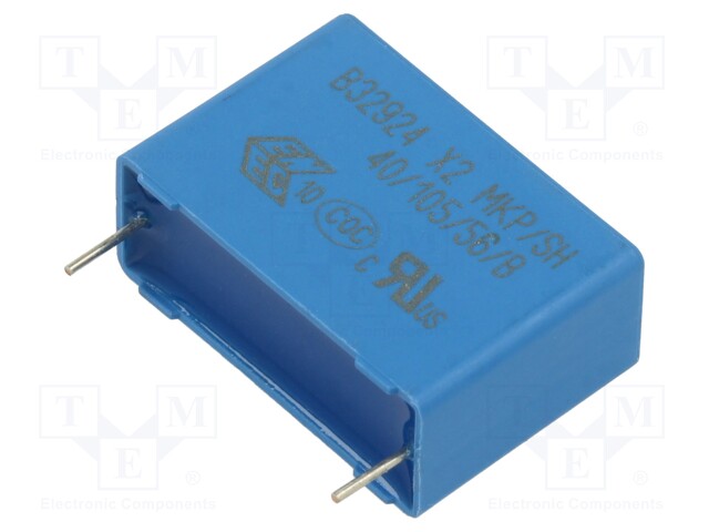 Safety Capacitor, 1.5 µF, X2, B32924C Series, 305 V, Metallized PP