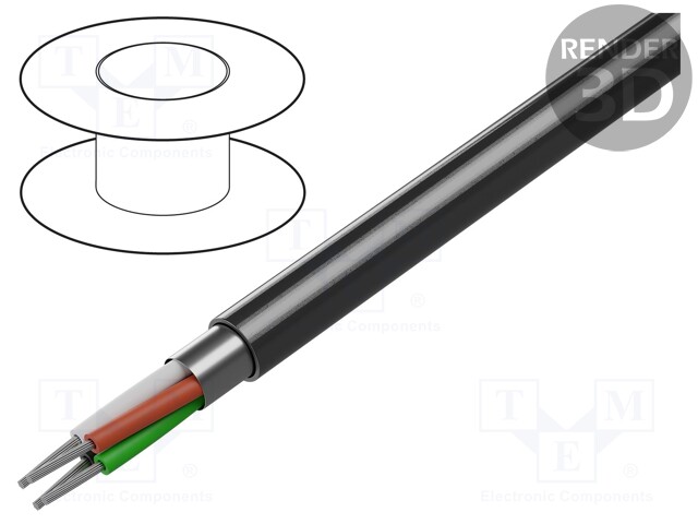 Wire; shielded,Al-PET foil; PVC; chrome; 300V; 30m; CPR: Eca