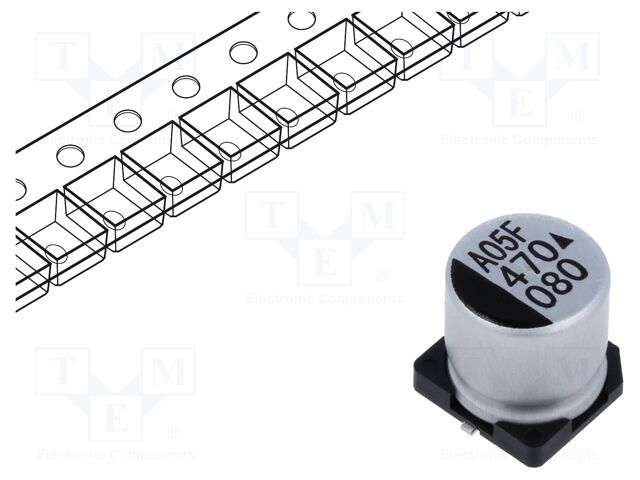 Capacitor: electrolytic; SMD; 47uF; 80VDC; Ø10x10mm; 5000h; 900mΩ