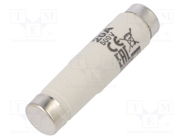 Fuse: fuse; quick blow; 20A; 500VAC; 500VDC; ceramic; DI; D