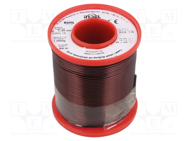 Coil wire; double coated enamelled; 1.3mm; 1kg; -65÷200°C