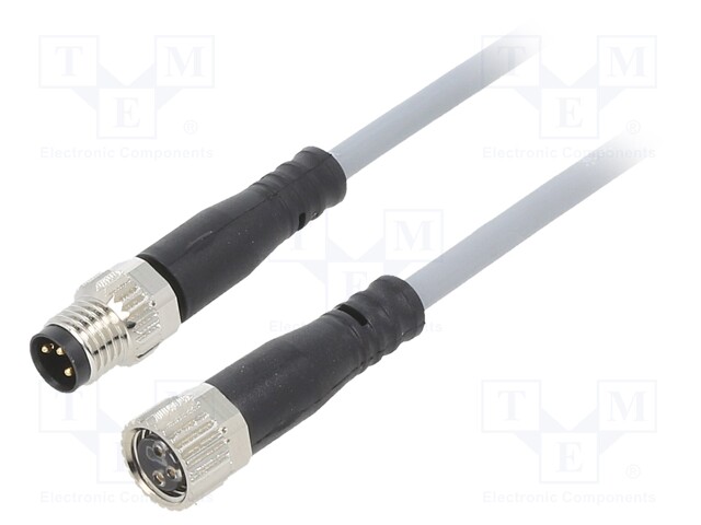 Connection lead; female,M8 x2; IP65,IP68,IP69K; Len: 5m; 0÷60VDC