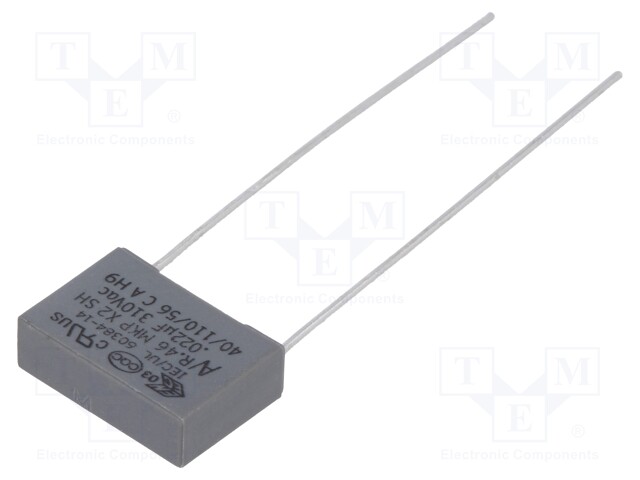 Capacitor: polypropylene; X2; 22nF; 10mm; ±20%; 13x4x9mm; -40÷110°C