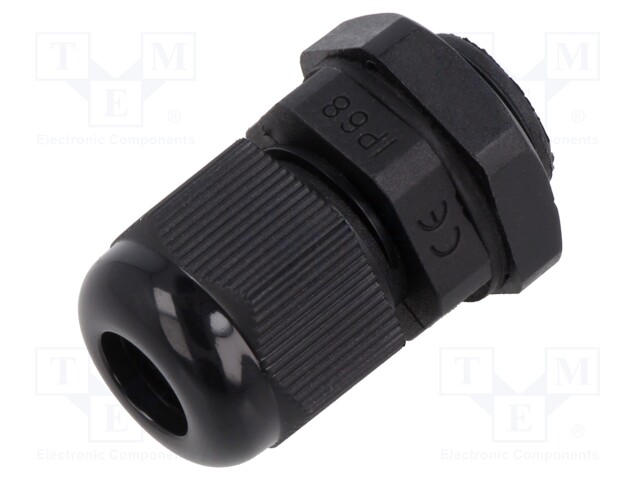 Cable gland; PG9; IP68; polyamide; black