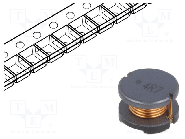 Inductor: wire; SMD; 4.7uH; 3.7A; ±20%; Q: 31; Ø: 8mm; H: 5mm; 30mΩ