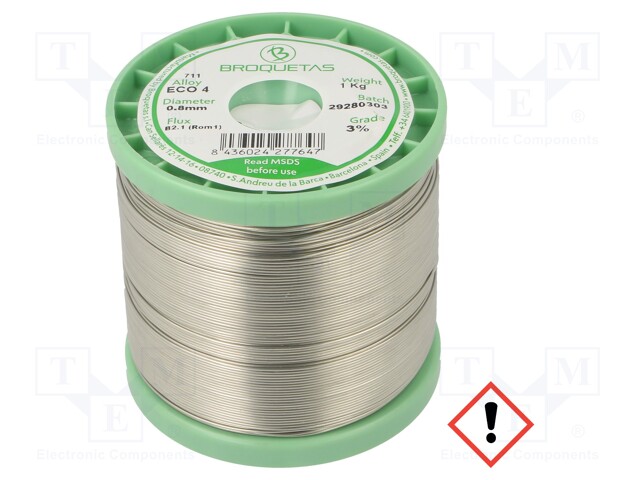 Soldering wire; Sn96,5Ag3Cu0,5; 0.8mm; 1kg; lead free; 217÷220°C