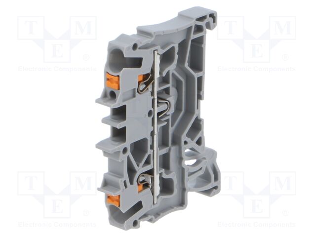 DIN Rail Mount Terminal Block, Through, 2 Ways, 12 AWG, 12 AWG, 2.5 mm², Clamp, 24 A