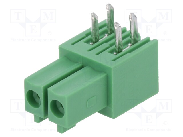 Pluggable terminal block; 3.5mm; ways: 2; angled 90°; socket; THT