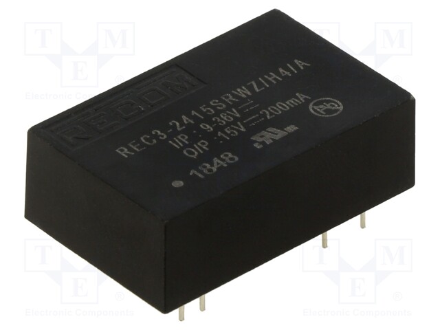 Converter: DC/DC; 3W; Uin: 18÷36V; Uout: 15VDC; Iout: 200mA; DIP24