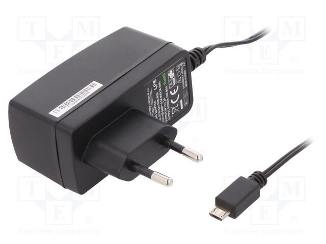 Power supply: switched-mode; 5VDC; 2A; Out: micro USB; 10W; Plug: EU