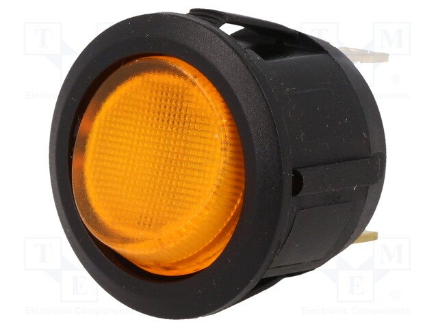 ROCKER; SPST; Pos: 2; OFF-ON; 20A/14VDC; yellow; LED 14VDC; 50mΩ