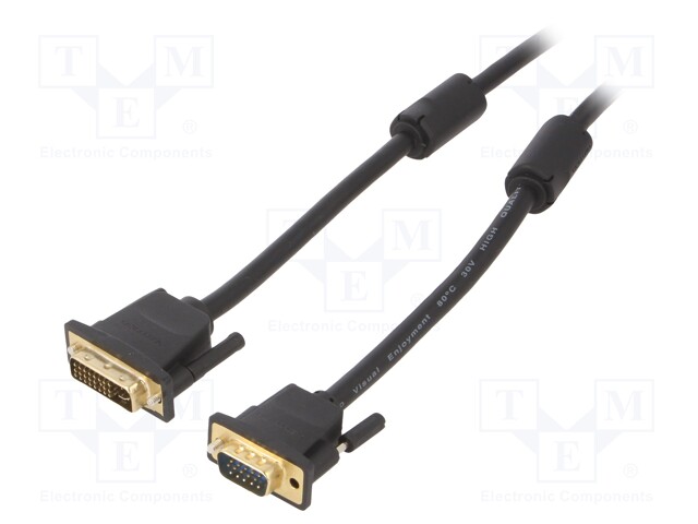 Cable; D-Sub 15pin HD plug,DVI-I (24+5) plug; Len: 1m; black