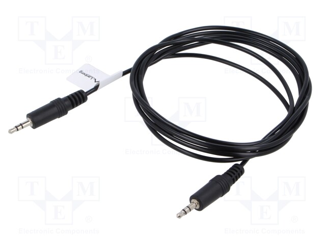 Cable; Jack 3.5mm 3pin plug,both sides; 2m; black; PVC