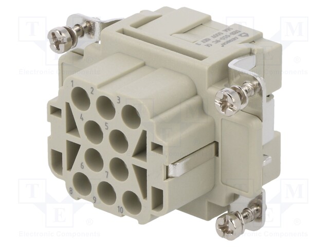 Connector: HDC; contact insert; female; DEE; PIN: 10; 10+PE; crimped