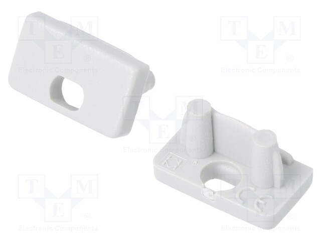 Cap for LED profiles; grey; ABS; Application: SLIM8; V: with hole