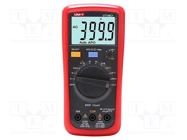 Digital multimeter; LCD; (4000); VDC: 400mV,4V,40V,400V,1kV