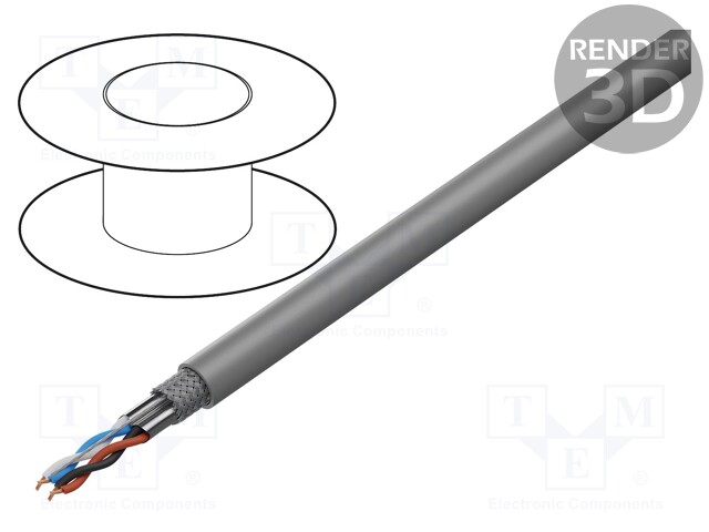 Wire; DeviceNet; 1x2x24AWG+1x2x22AWG; stranded; Cu; PVC; grey